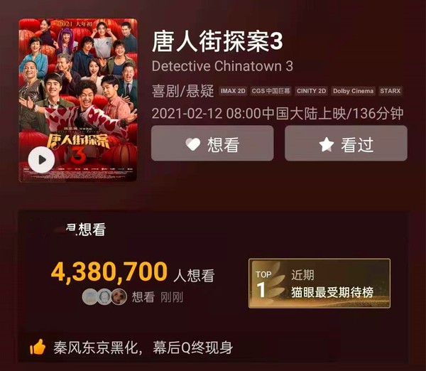 唐探3票房破40亿评分却垫底,唐探3票房破40亿什么时候结束