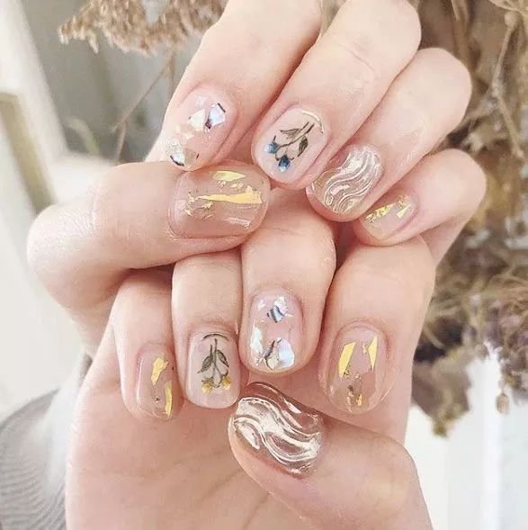 可盐可甜的美甲图片,手残党学的会的水波纹美甲教程