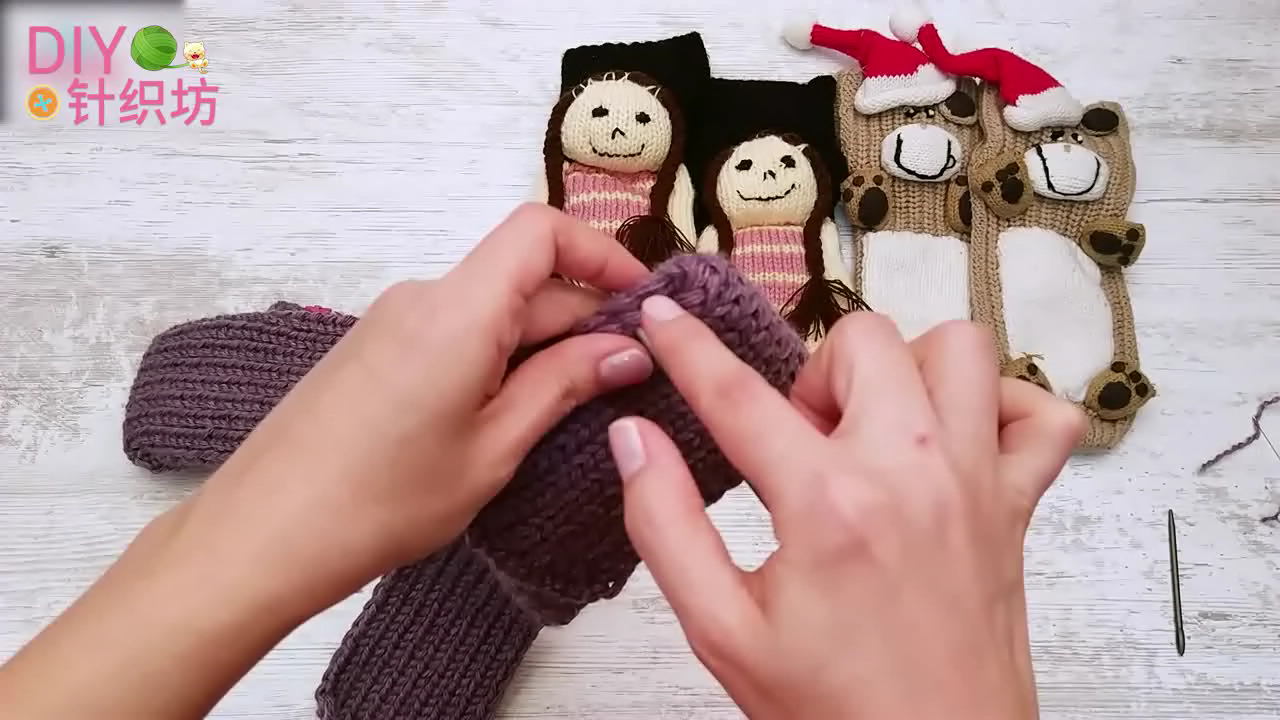 针织毛线袜的教程,家居袜棒针编织视频
