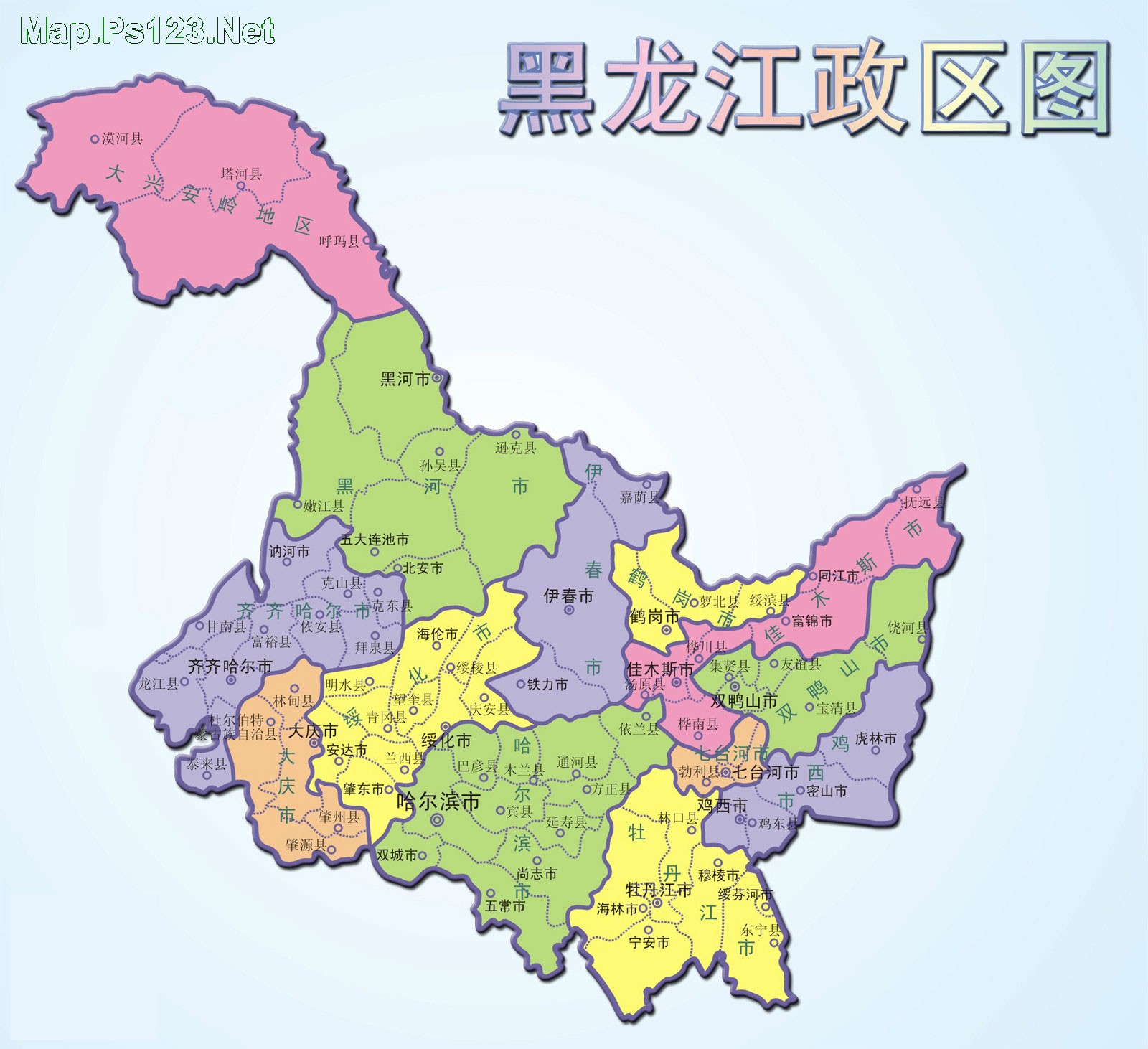 鹤岗在黑龙江的什么地方,中国黑龙江鹤岗市地图