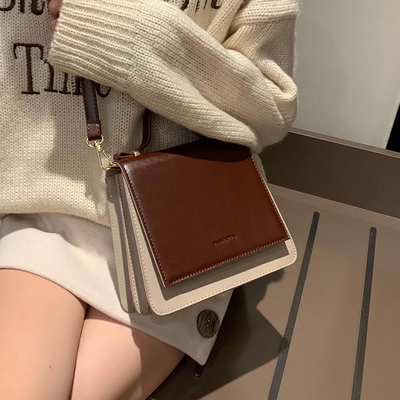 包包小众高级感ins风小方包,新款时尚百搭包包棕色