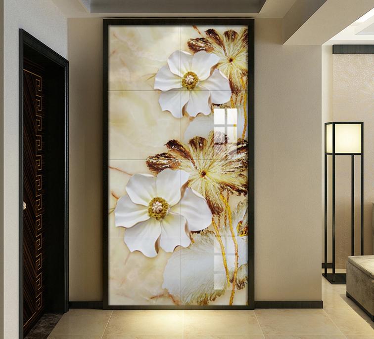 玄关墙瓷砖拼花图案,玄关背景墙大理石瓷砖效果图