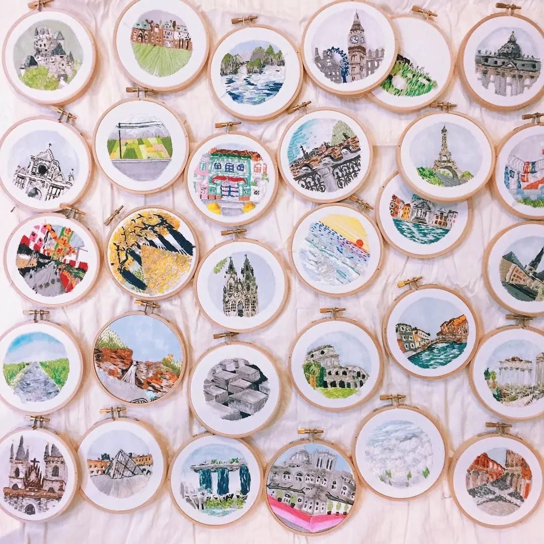 姑娘带着针线去旅游,刺绣记录最美风景，Gucci都找她合作！