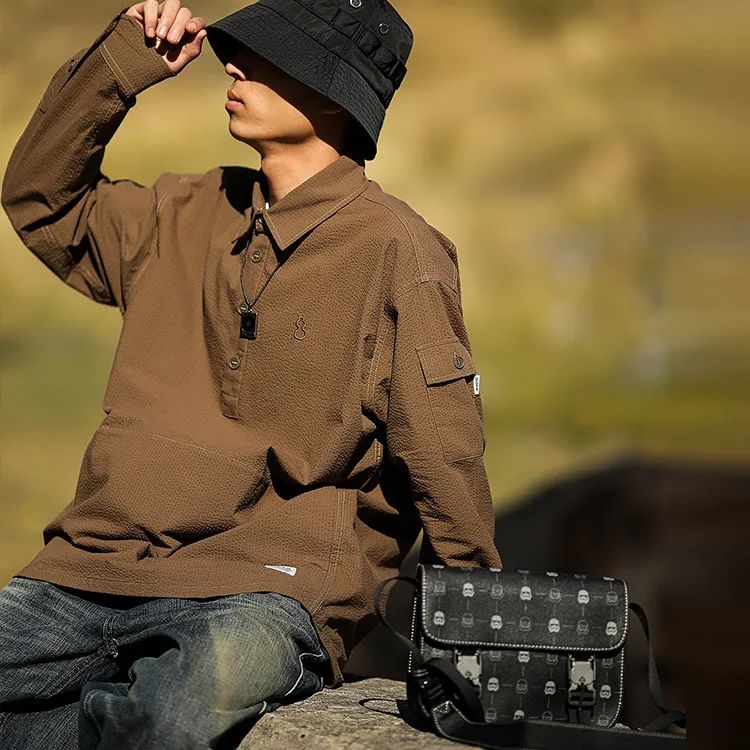 GUDI男士单肩包,黑武士款男包