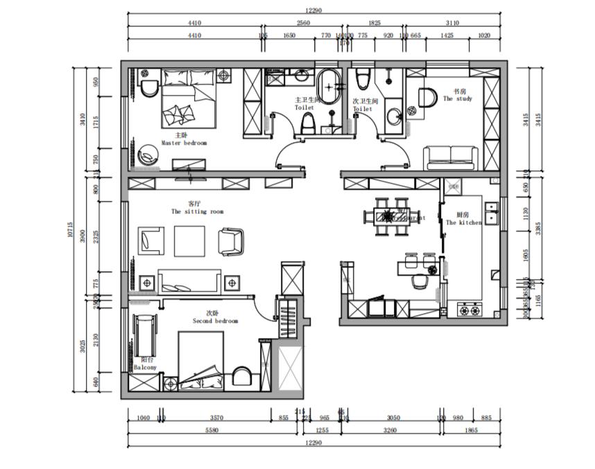 北京装修90平三室,北京90平方房屋装修设计现代简约