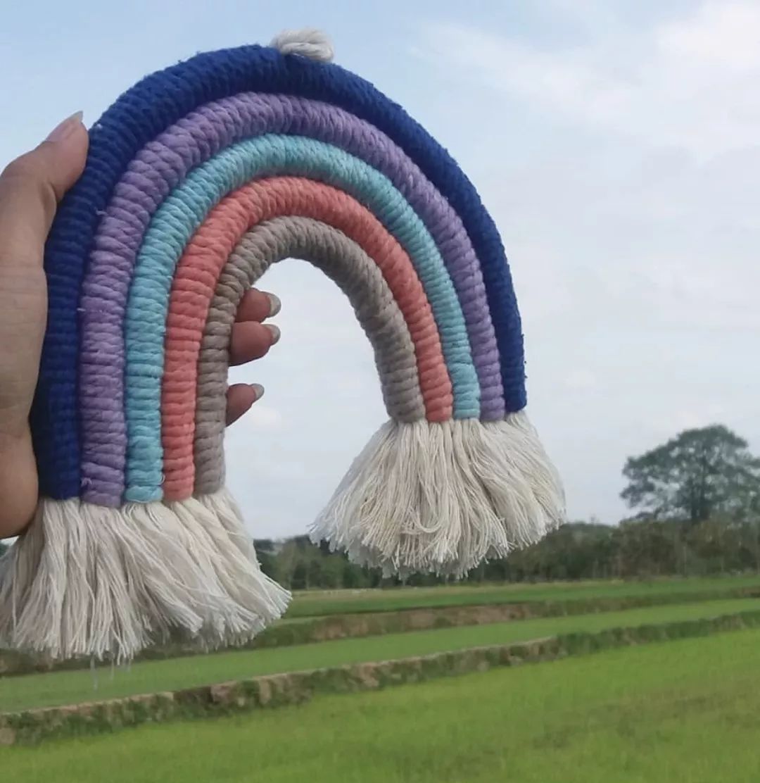 自制漂亮的挂毯,做彩虹云朵挂坠