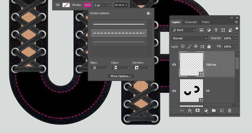ps怎么做创意字体描边,ps鞋带花边怎么设计
