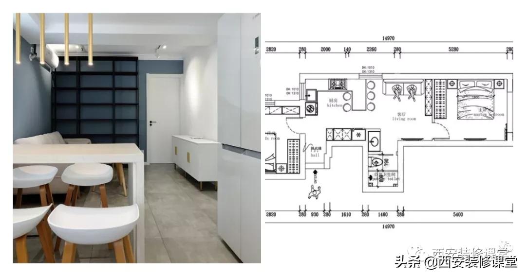 在客厅隔出一间卧室带阳台,客厅软隔断隔出一间卧室