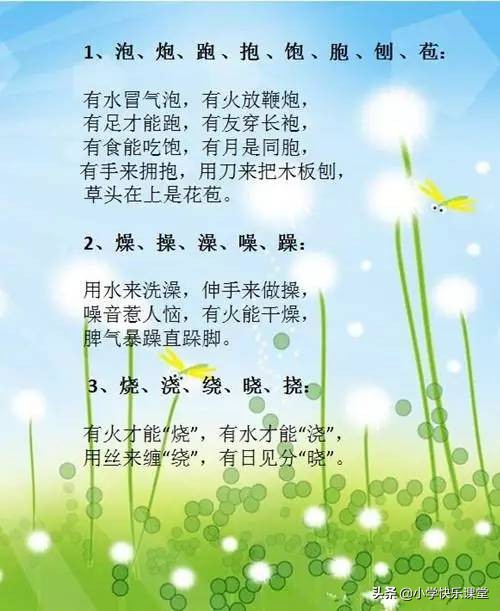 小学语文顺口溜识字,小学语文顺口溜汇总