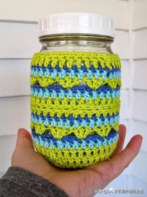 旧瓶子改花瓶套的钩法,旧玻璃瓶编织教程