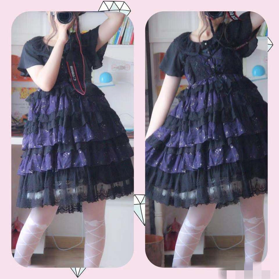 lolita唯一一条黄粉配色的裙子,100块钱的lolita裙子