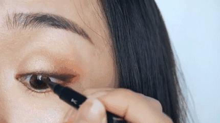 落日眼妆教程内双,大秋天眼妆