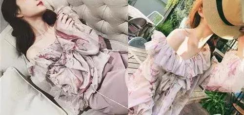 今夏最流行的喇叭袖雪纺衫,碎花雪纺衫遮肚子露肩