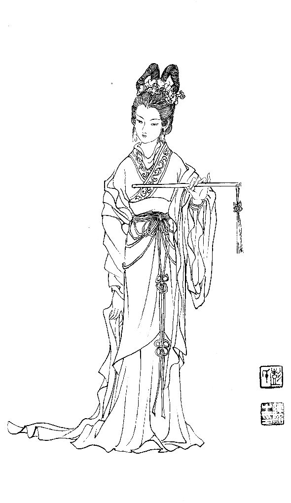 彭连熙工笔白描人物作品,工笔戏曲净角人物白描底稿