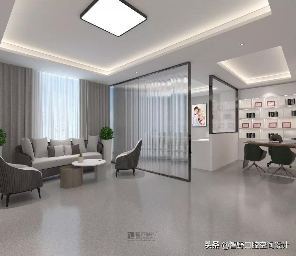100平口腔诊所高端精品设计效果图,智野设计