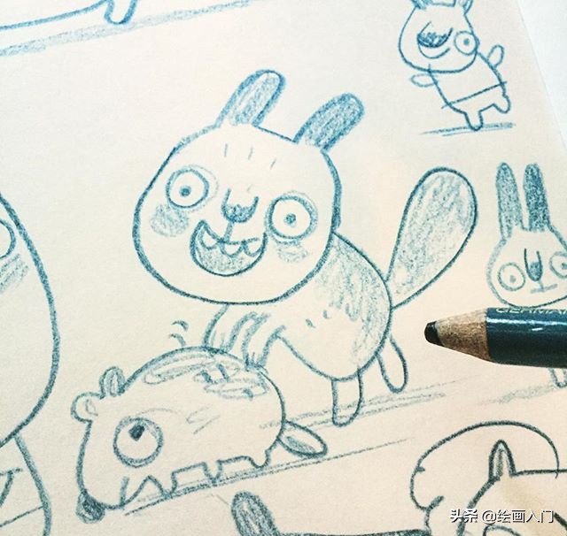 彩铅小动物插画简单,彩铅插画小动物手绘