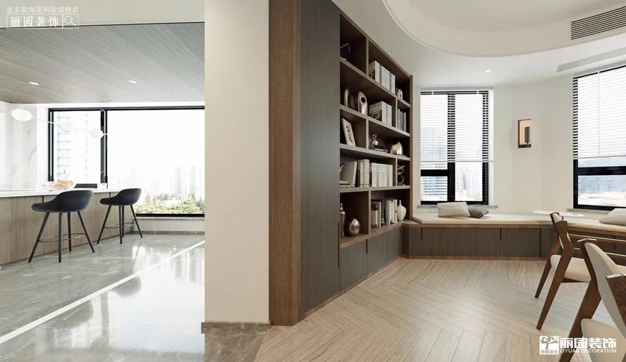 丽园作品丨锦华城200㎡雅居客厅变书房融入古韵书香