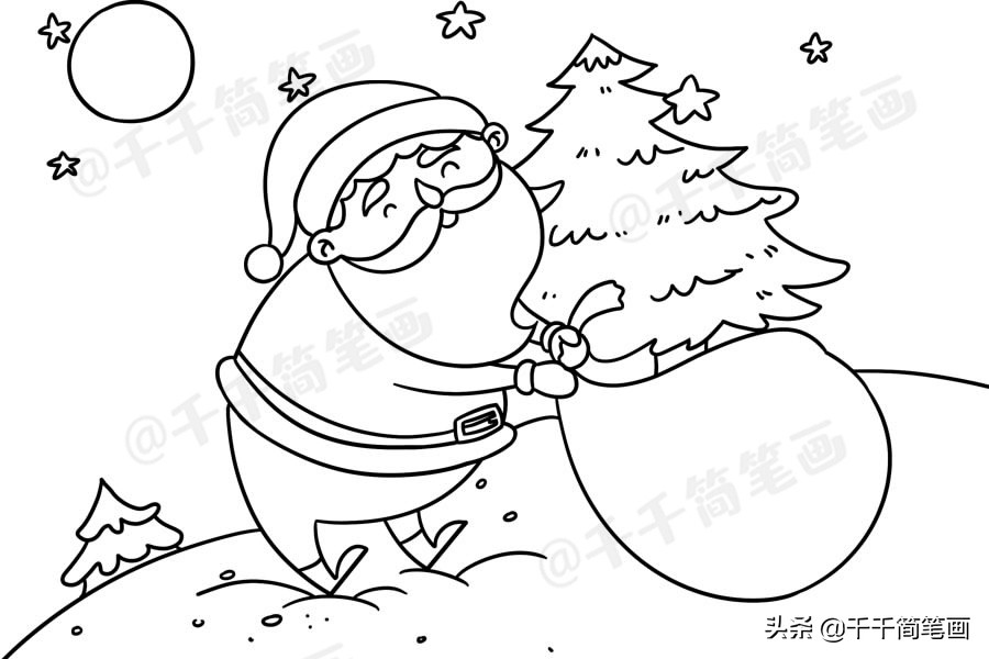 圣诞节简笔画场景圣诞老人,圣诞节黑板报简笔画圣诞老人