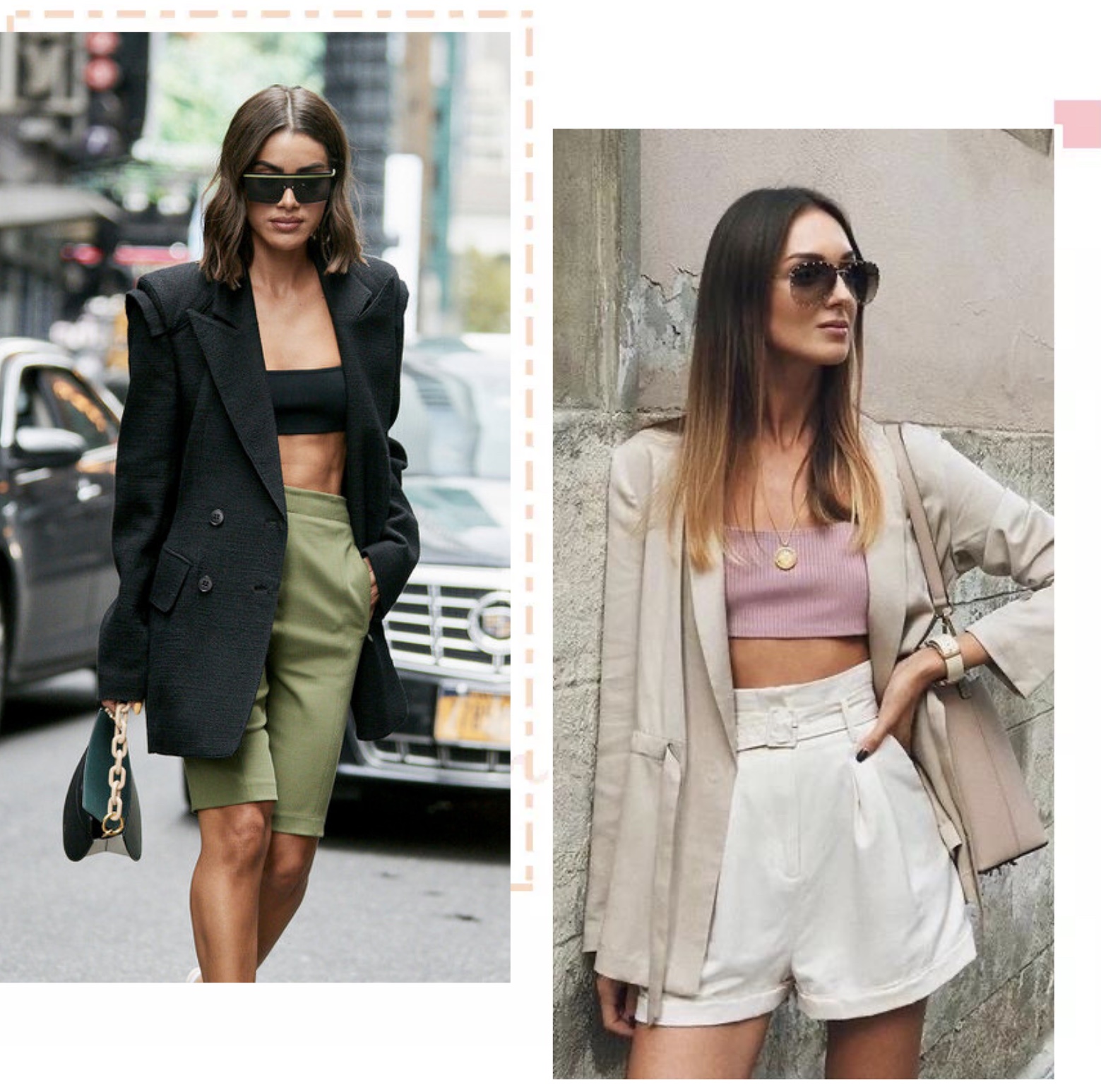 西装配潮流短裤,时尚气质小西装配皮短裤穿搭