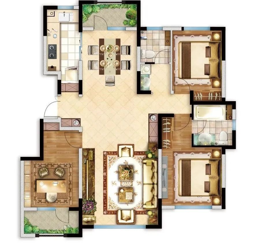 120平方三室两厅轻奢黑白灰,143平胡桃木轻奢高级装修
