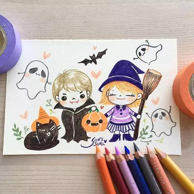 彩铅画古风人物简笔画,彩铅荷花简笔画几分钟就能学会