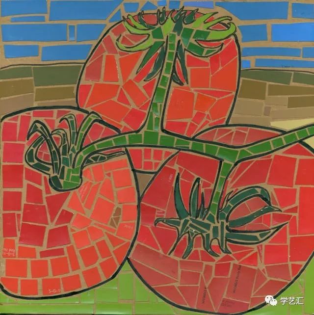 瓷砖拼贴马赛克效果图片大全,卡纸马赛克拼贴梵高向日葵画教程