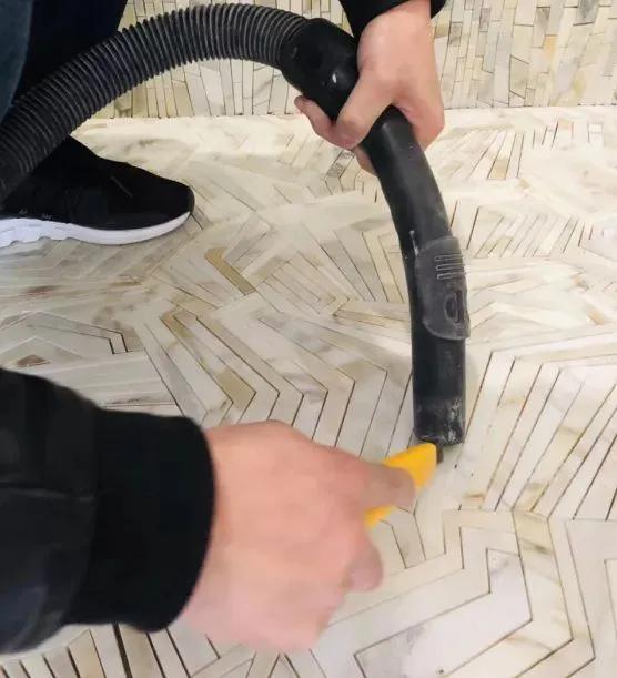 椭圆形石材马赛克拼花图案,河北地面马赛克水刀拼花施工安装