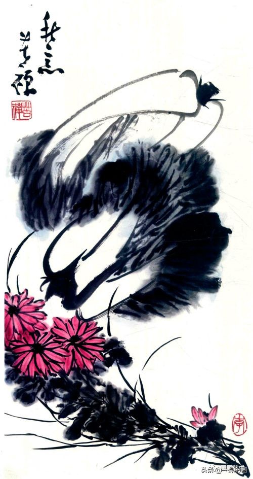 李苦禅画梅作品,李苦禅的菊花国画作品图片