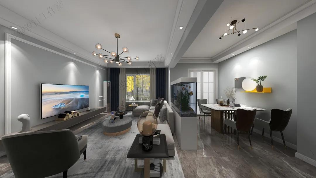 101三室一厅现代轻奢风装修,100平简约婚房