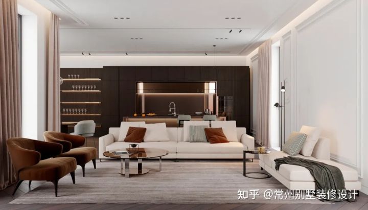 现代中式轻奢装修别墅设计 (法式新古典别墅装修设计)