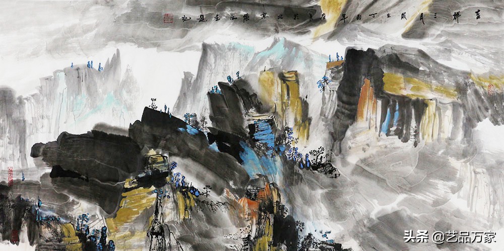 北方四尺竖幅的写意山水画作品,一幅优秀的山水画作品
