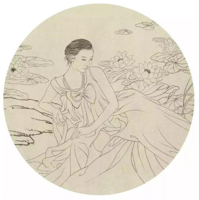 圆面白描作品古风,书法圆面白描作品集