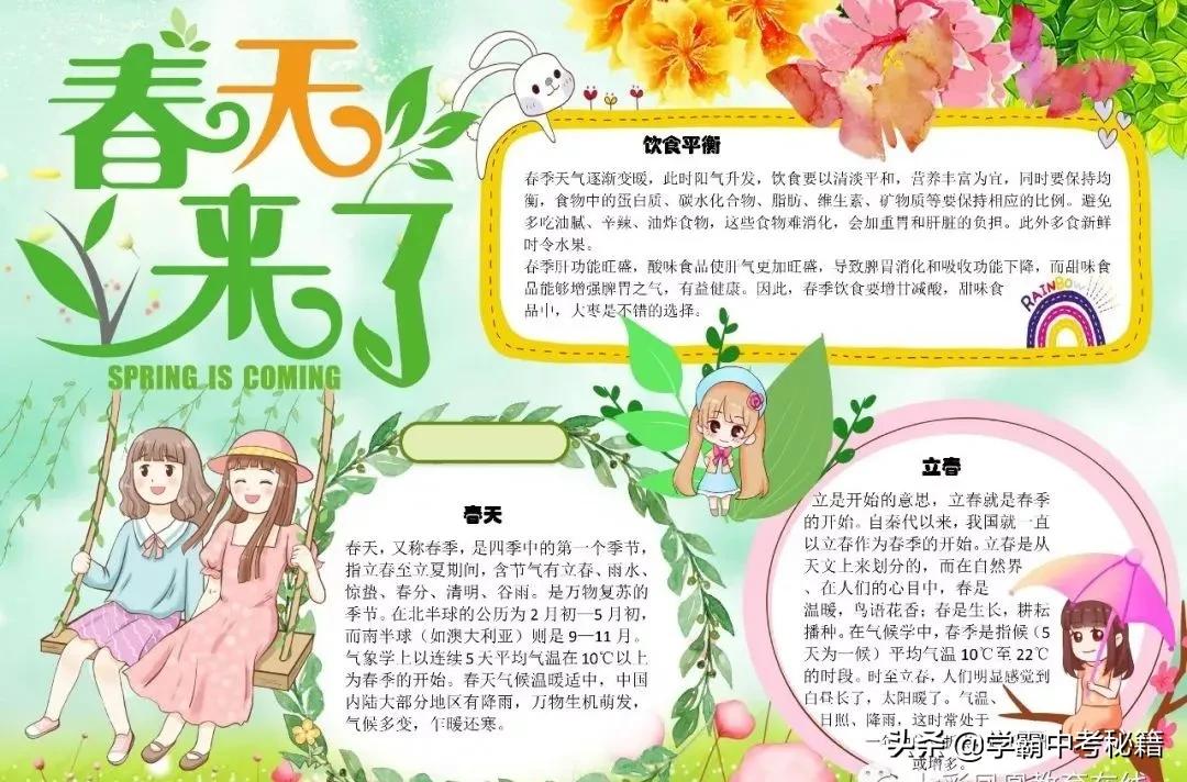 有关春季四季成语的手抄报,描写春天的成语春暖花开