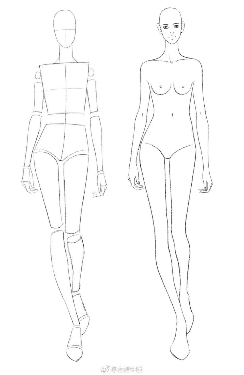 手绘服装画身体,手绘人物服装画法