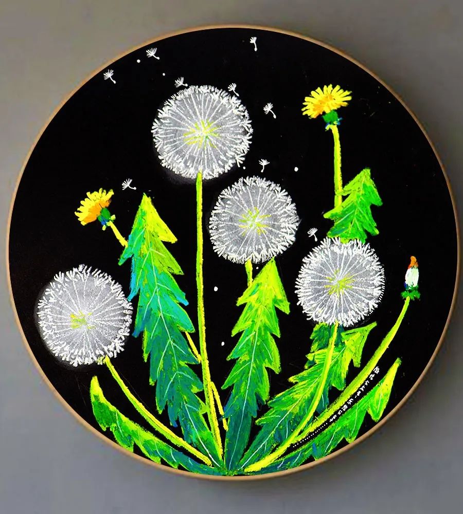 油画棒儿童画蒲公英,儿童画油画棒教程大全