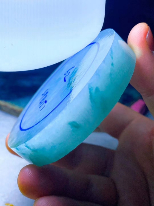 冰底飘花半山水手镯,蛋面冰飘花手镯