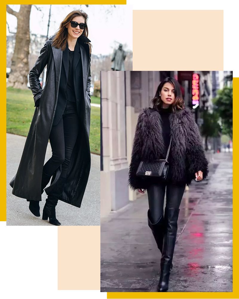 马丁靴+小黑裤，冬日保暖显高CP