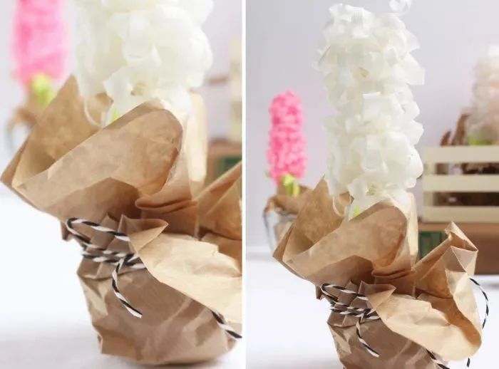 用手工纸做出来的花型装饰,软皱纹纸手工花