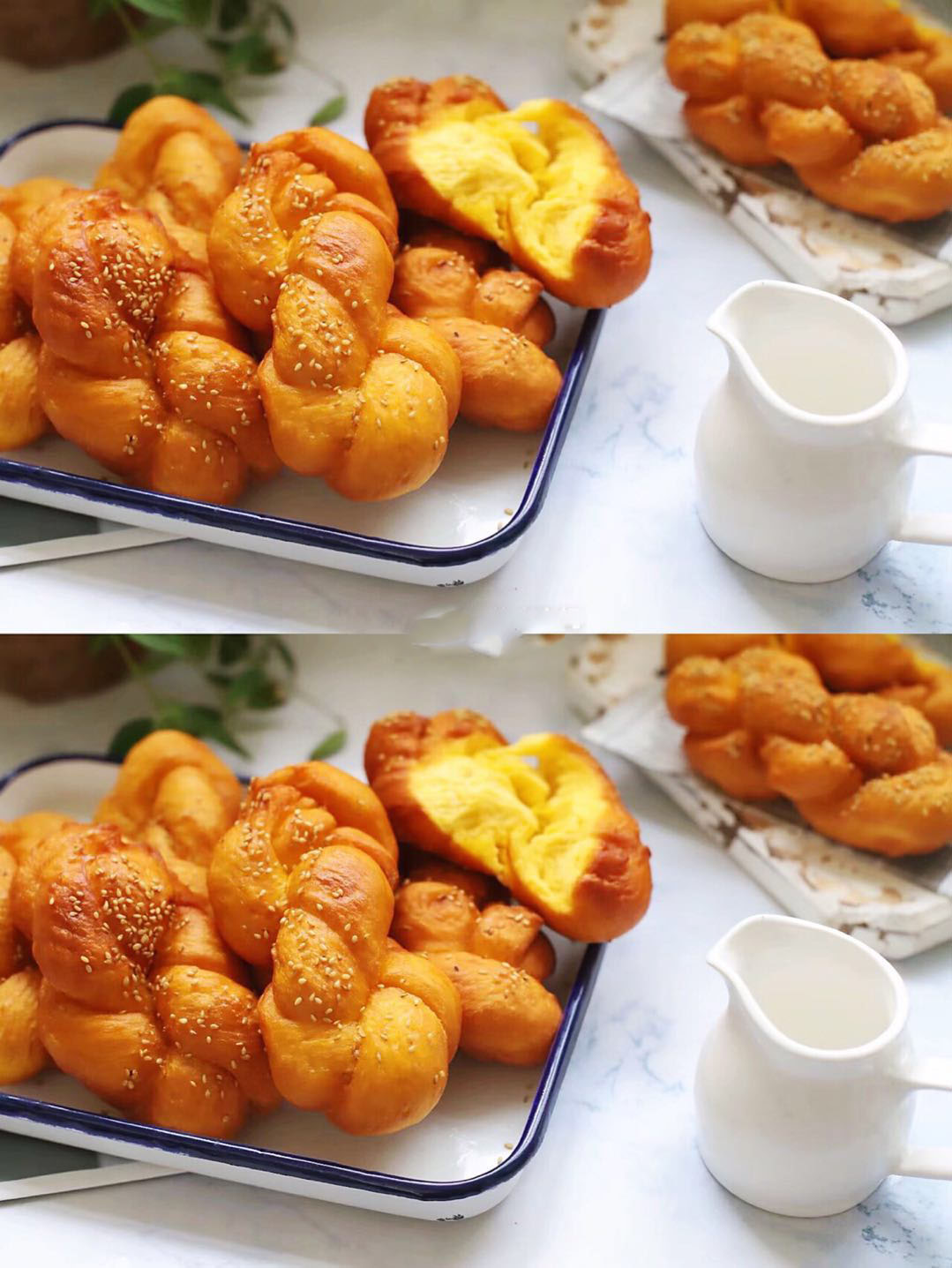 不加一滴水南瓜发糕,南瓜软麻花的家常做法