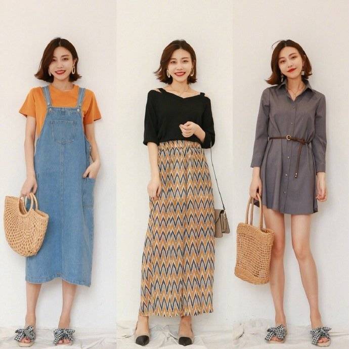 衬衫假两件穿搭搭配牛仔裙,减龄洋气小衫搭配裙子穿