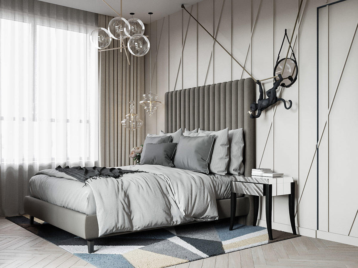 高级蓝调公寓设计，不足90㎡的单卧室竟能如此有格调