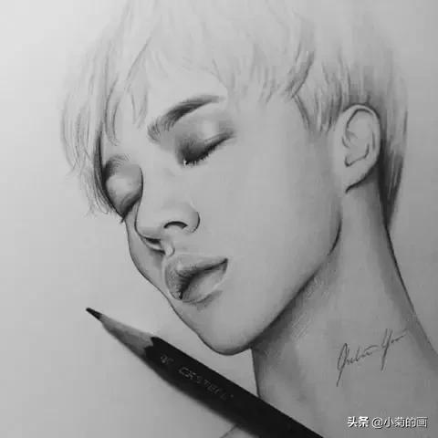 一眼就看出来的明星素描,这些明星的双眼皮好美