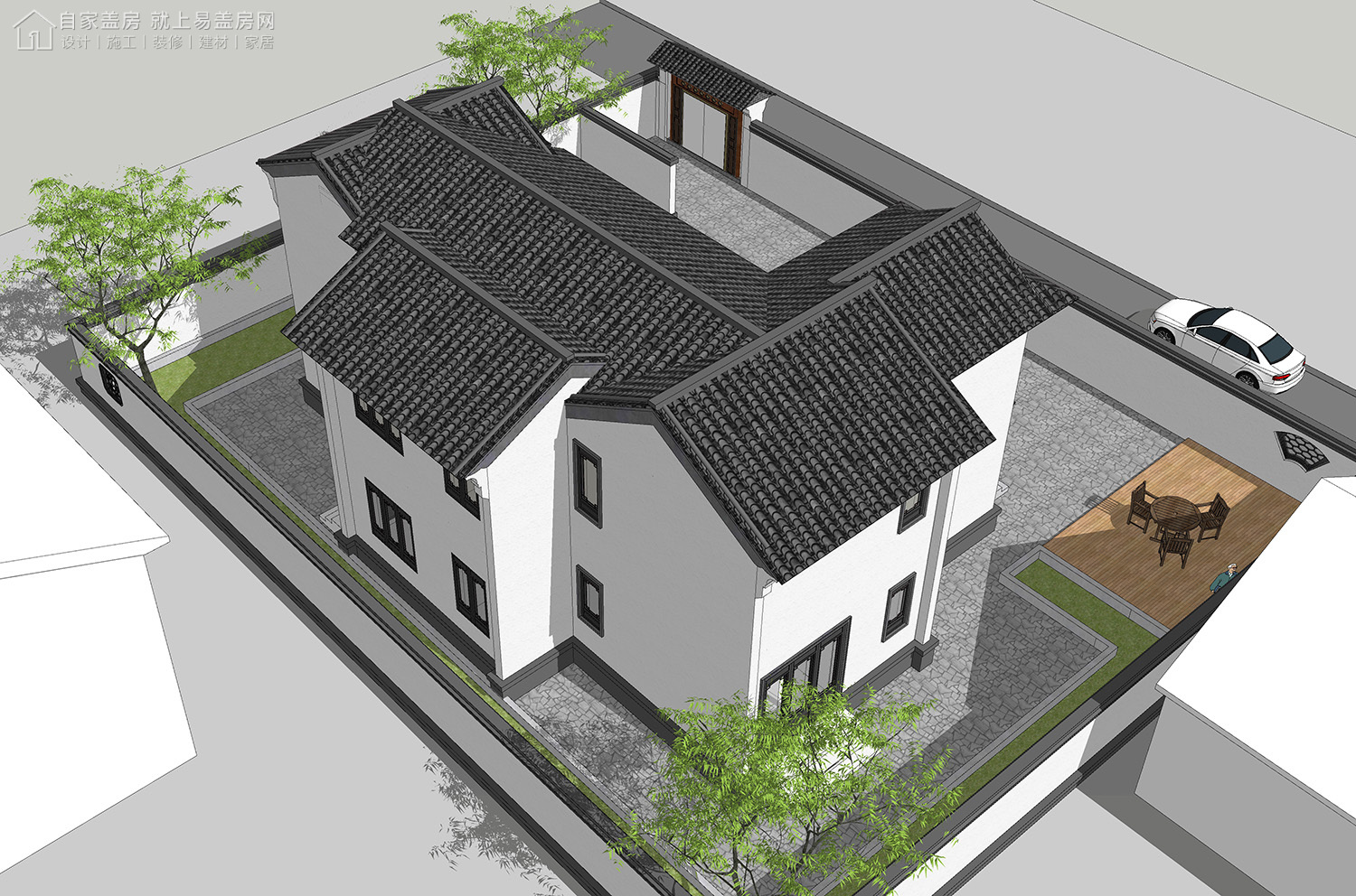 三层新中式别墅全套设计图纸,新中式合院别墅户型图纸