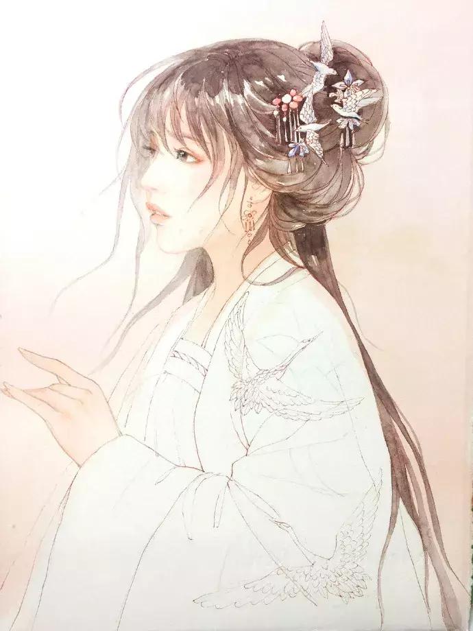 手绘古风少女，唯美灵动，唤起少女们心中的三生三世