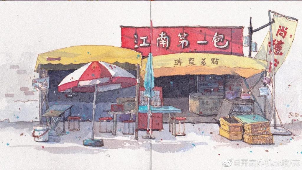 意境钢笔水彩画步骤,钢笔水彩画临摹简单入门