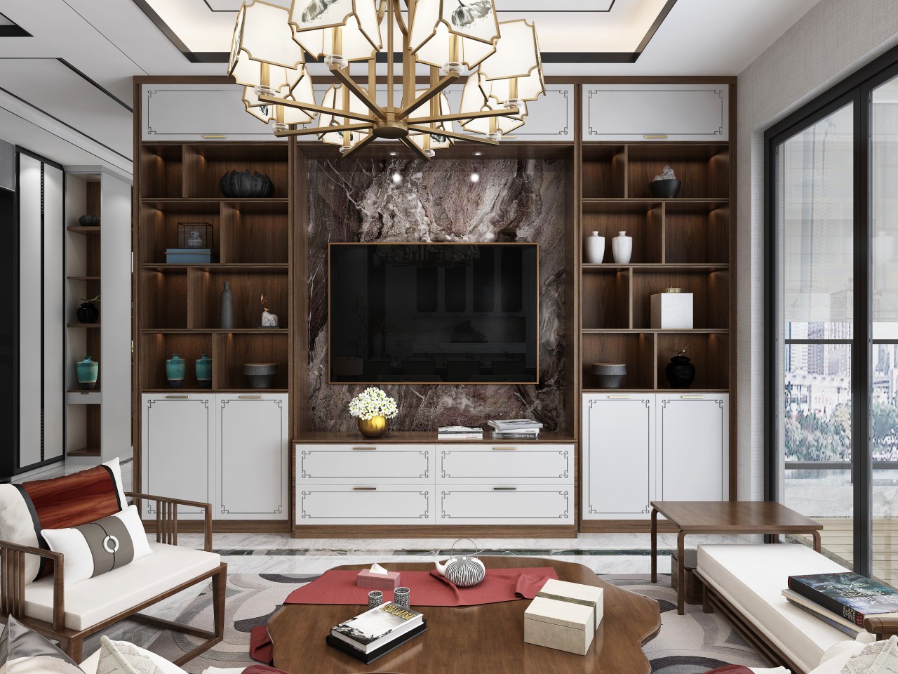 北欧风餐边柜设计,美式轻奢餐边柜设计