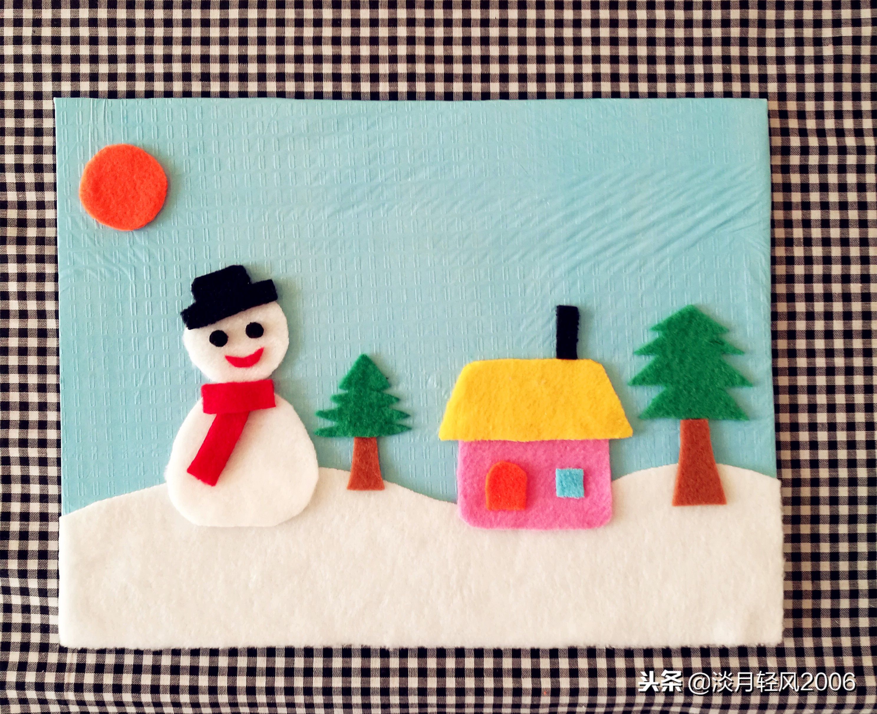 冬日布贴画制作,关于冬天的手工贴画