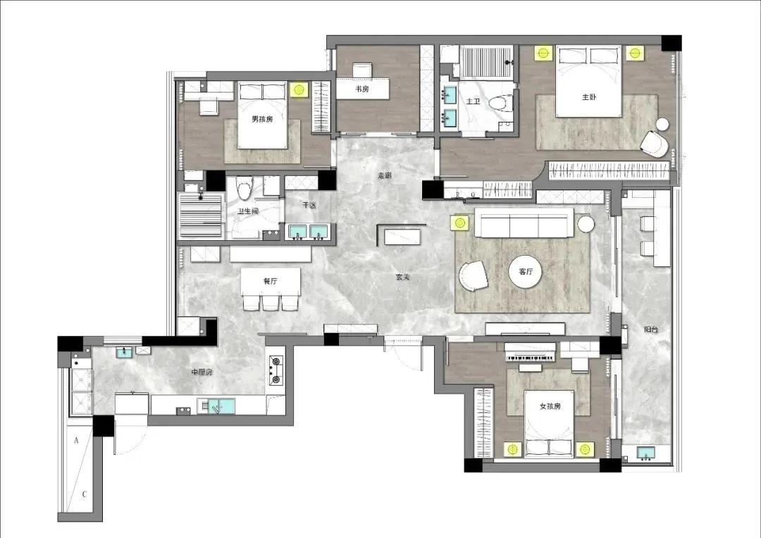 180平大平层轻奢5室两厅三卫装修,180平大平层2000一平的装修效果