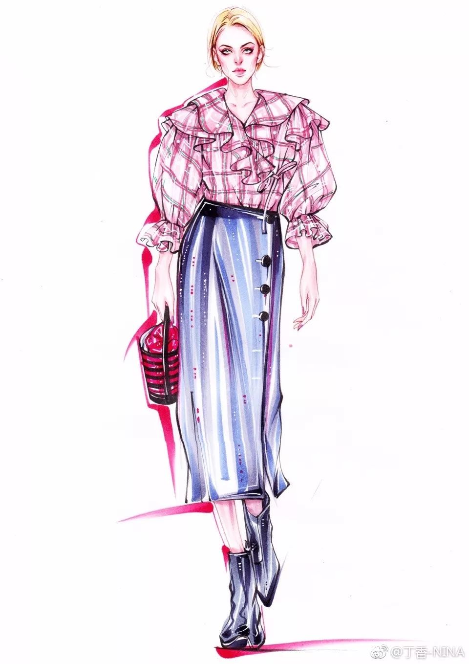 礼服怎么画好看仙气用彩铅,马克笔和彩铅裙子上色教程