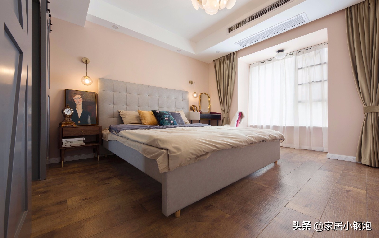 灰蓝背景墙效果图现代简约2021年,136平方现代风格大砖背景墙